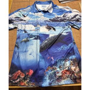 David Carey Originals Men's Hawaiian Shirt Size Medium‎ Ocean Eagle Whale Crabs